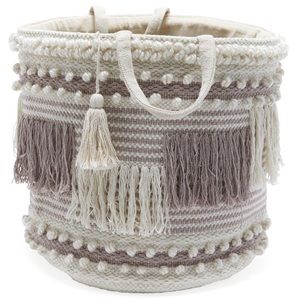 Medium Boho Hand Woven Macrame Soft Basket Hamper